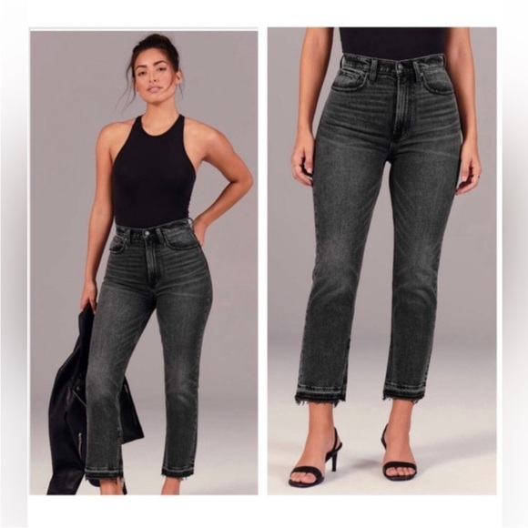 Abercrombie Curve Love Ankle Straight Ultra High Rise Size 26 / 2 Split Hem - Picture 1 of 6